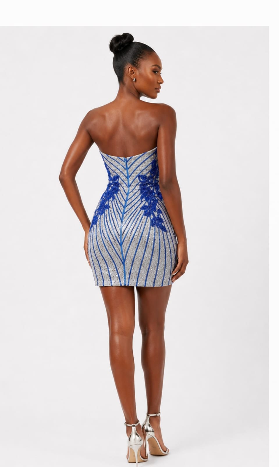Strapless Corset Mini Dress with Floral Beadwork
