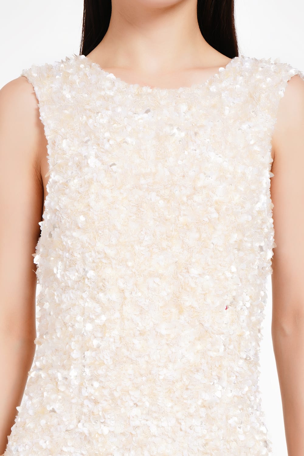 Elegant Alabaster Luminary Slit Evening Gown