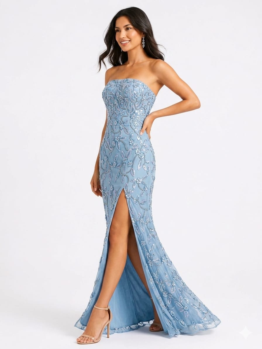 Strapless Embellished Gown