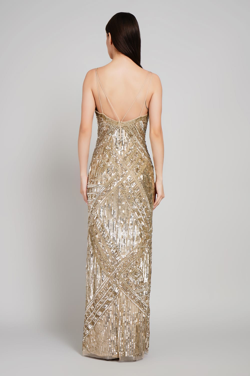 Elarae Geometric Sequin Maxi Gown